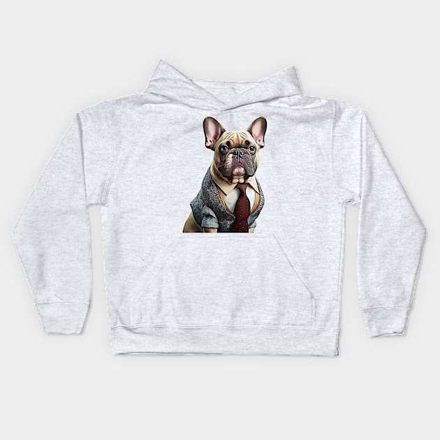 Yuppie French Bulldog Kids Hoodie by Unboxed Mind of J.A.Y LLC 